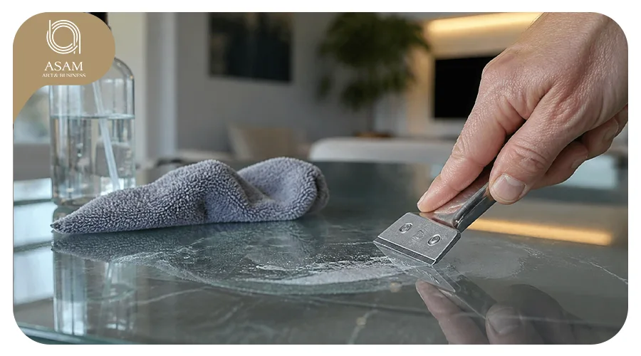 حلال چسب کاغذی روی شیشه
